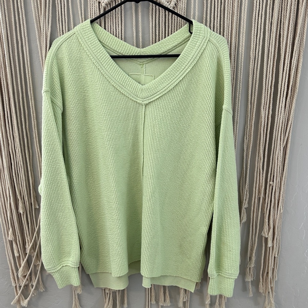 Aerie lime green V-Neck Sweater